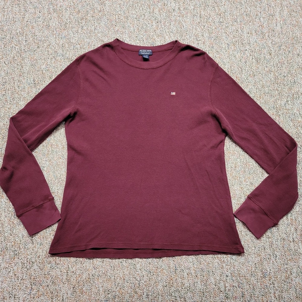 Ralph Lauren Shirt Mens XL Red Thermal Waffle Knit‎ Long Sleeve Flag Streetwear